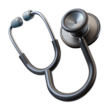 sought-after retro Stethoscope with dual-heachestpiece, matte black tubing, chrome-plateeartips, soft lighting, photorealistic, isolateon transparent background,high-resolution product photography 4K png