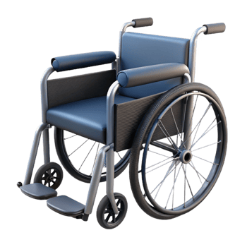 bolbreathtaking Wheelchair with black frame, paddeseat, foldable design, studio lighting, side view, photorealistic, isolateon transparent background,high-resolution product photography impeccable png