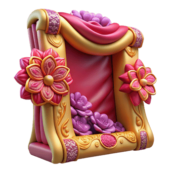 standout creative Embroiderefabric frame with floral patterns, vibrant silk threads, soft lighting, front view, render, with transparent background,high-resolution product photography ultra HD png