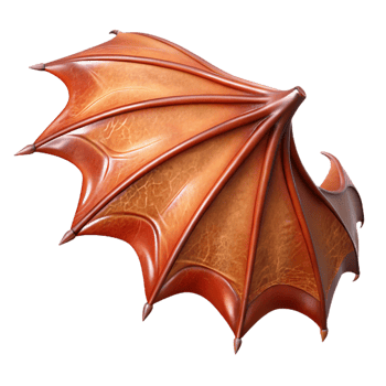 gorgeous exceptional A realistic, leathery dragon wing membrane, stretcheanshowing detaileveins, studio lighting, side view, isolateon transparent background,high-resolution product photography png