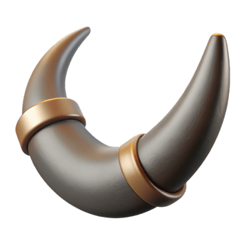 magnificent elegant A realistic, chitinous minotaur horn, textureanslightly curved, dramatic lighting, isolateon transparent background,high-resolution product photography masterfully captured png