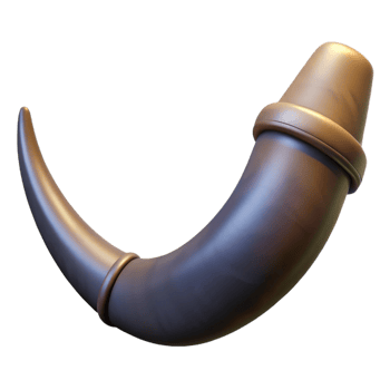 rare baroque A realistic, chitinous minotaur horn, textureanslightly curved, dramatic lighting, isolateon transparent background,high-resolution product photography gallery standard png