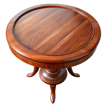 signature elegant Roundining table, polishemahogany wood, classic design, studio lighting, top-down view, product shot, with transparent background,high-resolution product photography precision png
