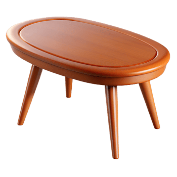 striking memorable Oval side table, lacquerewood, mid-century modern style, studio lighting, side view, product shot, with transparent background,high-resolution product photography png