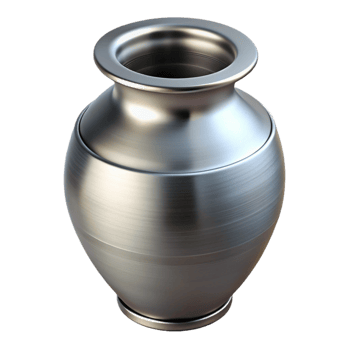 stunning baroque Metal vase, brushesteel finish, modern design, dramatic lighting, detaileillustration, isolateon transparent background,high-resolution product photography sharp png