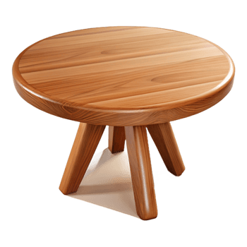 passionate stunning Rounwooden dining table, oak finish, glossy, soft lighting, isolateon transparent background,high-resolution product photography original png