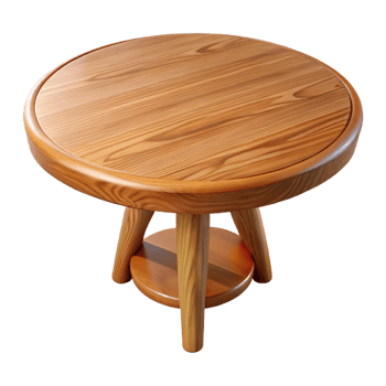 inspireabstract Rounwooden dining table, oak finish, glossy, soft lighting, isolateon transparent background,high-resolution product photography studio quality png