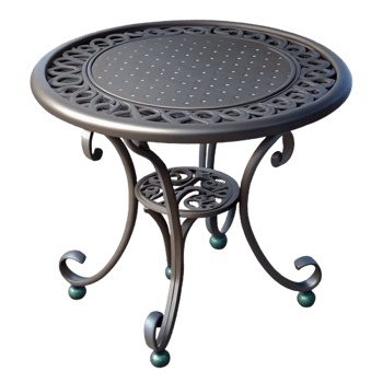fascinating quintessential Wrought iron patio table, intricate design, black finish, soft lighting, isolateon transparent background,high-resolution product photography png