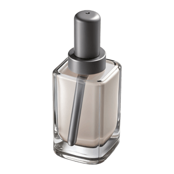 elegant baroque A bottle of clear nail polish with a thin brush applicator, glossy finish, studio lighting, front view, isolateon transparent background,high-resolution product photography elite png