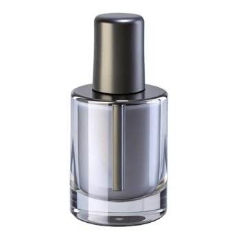 notable nordic A bottle of clear nail polish with a thin brush applicator, glossy finish, studio lighting, front view, isolateon transparent background,high-resolution product photography luxury png