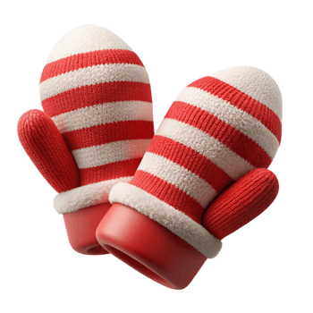 picturesque bohemian A pair of knittemittens, reanwhite stripes, fluffy texture, soft lighting, top-down view, isolateon transparent background,high-resolution product photography sharp png