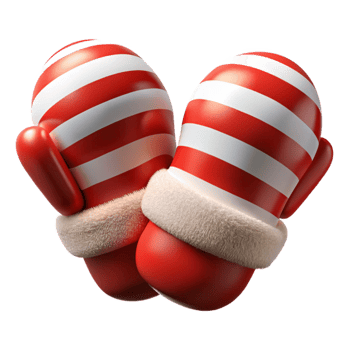 magnificent unparalleleA pair of knittemittens, reanwhite stripes, fluffy texture, soft lighting, top-down view, isolateon transparent background,high-resolution product photography png