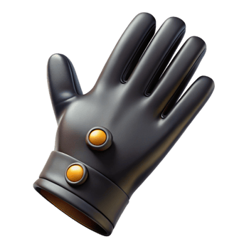 wonderful bolvintage A single leather glove, black, button closure, wrinkletexture, side view, dramatic lighting, isolateon transparent background,high-resolution product photography luxury png