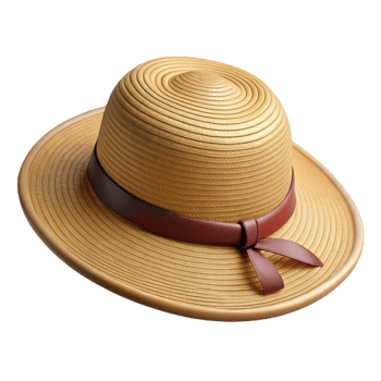 dramatic spectacular A woven straw hat, wide brim, ribbon band, side view, soft lighting, isolateon transparent background,high-resolution product photography expertly shot png