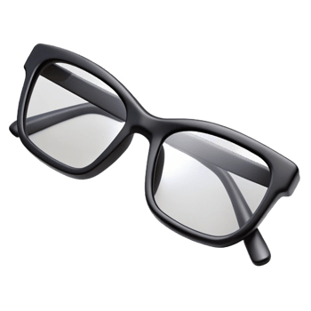 impressive timeless A pair of reading glasses, thin black frames, clear lenses, foldearms, top-down view, studio lighting, isolateon transparent background,high-resolution product photography png