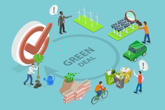 3D Isometric Flat Conceptual Illustration of Green Deal or Policy Agreement, Nature Protecting Plan Outline vector