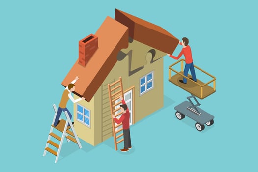 3D Isometric Flat Conceptual Illustration of Property Investment, House Loan vector
