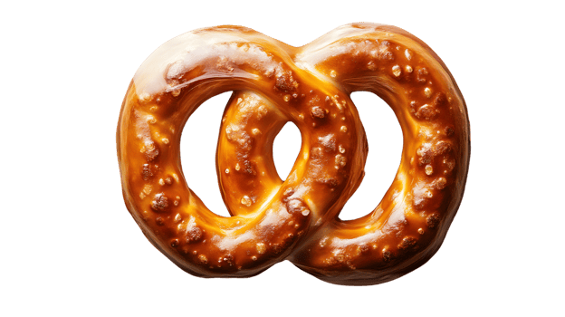 A deliciously glazed pretzel with a shiny appetizing appearance perfect for food photography png