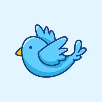 Cute blue bird character flying vector