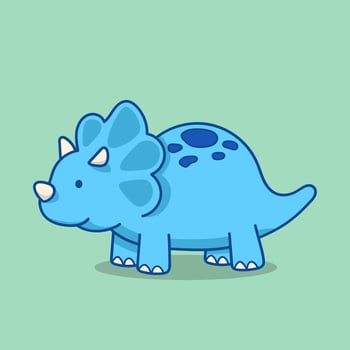 Cute blue triceratops character standing vector