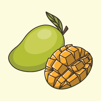 Fresh mango isolated on bright orange background vector