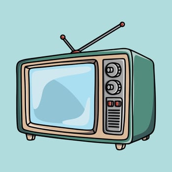 Analog tv tube with antenna in vintage style vector