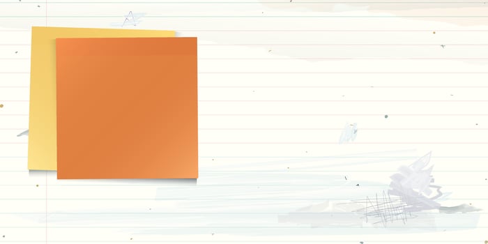 Blank both of sticky notes paper square shape stick on used old notebook paper horizontalo background with stained effect graphic illustration have blank space. vector