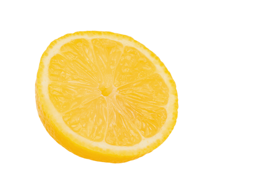 Half of yellow lemon isolate. Fruit, citrus. png