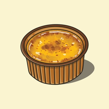 Sweet and tempting creme brulee vector