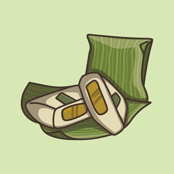 Nagasari cake wrapped in banana leaves vector