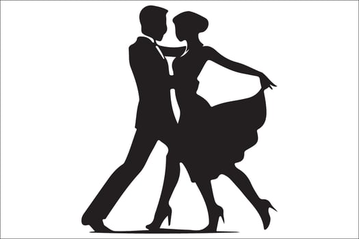A silhouette of a couple dancing in the ballroom vector