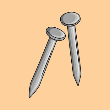 Two flat silver metal nails vector