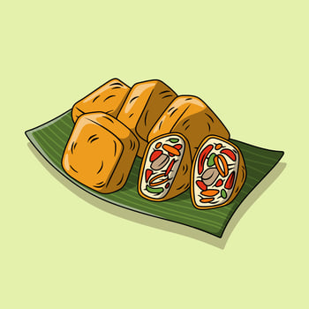 Handdrawn Illustration of Spicy Tahu Isi vector