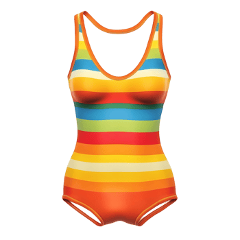 Striped Swimsuit with a Rainbow Pattern png