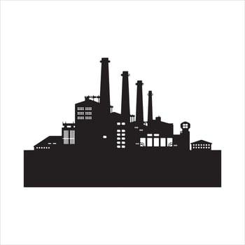 Factory Building black silhouette vector