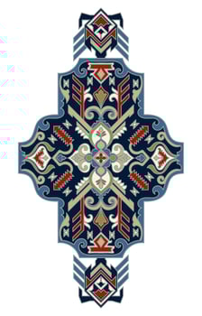Geometric elements and symbolic patterns found in tribal textiles vector