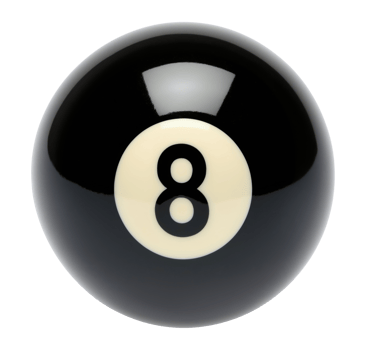 Black billiard ball with number eight isolated on a transparent background png