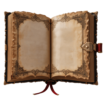 Vintage Spellbook with Glowing Arcane Symbols on Transparent Background png