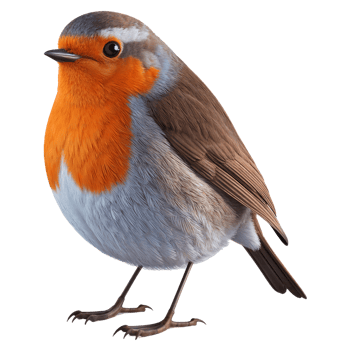 Orange Breasted Robin 3D Render on Transparent Background png