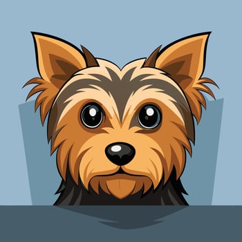 Cartoon Yorkshire Terrier Dog Face Design vector