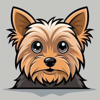 Cartoon Yorkshire Terrier Dog Head vector