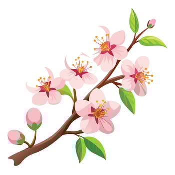Blooming Cherry Branch Floral Illustration vector
