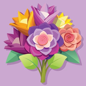Bouquet Of Colorful Geometric Paper Flowers vector