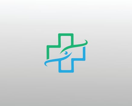 Eye Care Clinic with a Medical Cross Logo Design Minimalist Modern Template. vector