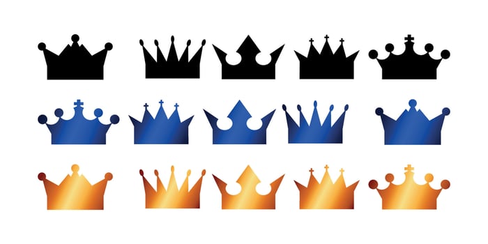 Simple king crown icon set vector