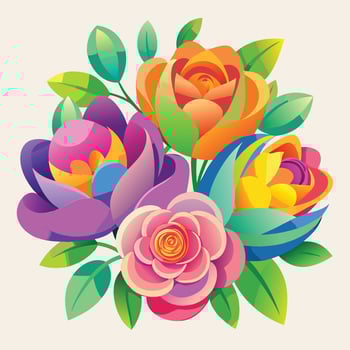 Colorful Gradient Flowers Artistic Floral Arrangement vector