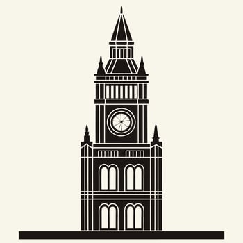 Historic Clock Tower Silhouette Minimalist Landmark Icon vector