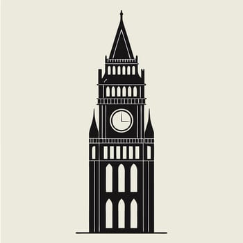 Tower of Time Elegant Silhouette Clock Tower Illustration vector