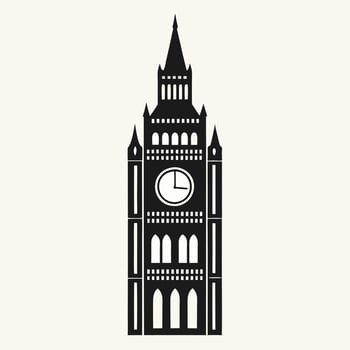 Majestic Clock Tower Silhouette Urban Skyline Symbol vector