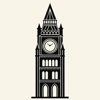 Iconic Clock Tower Silhouette of Time and Tradition vector